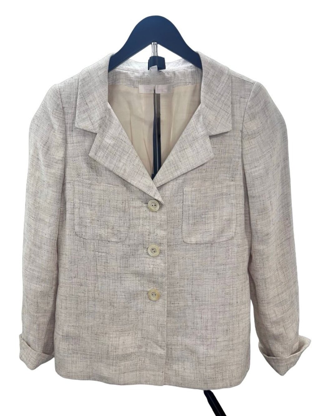 Vintage Oscar de la Renta Pink Label Wool Linen Blazer Beige Size 8